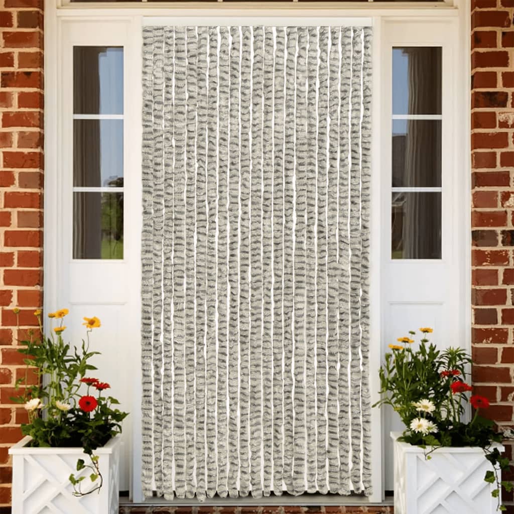 Fly Curtain Light Grey and Dark Grey 100x230 cm Chenille - Style and Chic