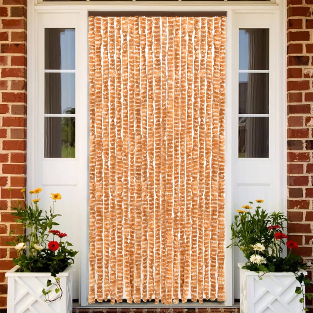 Fly Curtain Ochre and White 90x200 cm Chenille - All Things Good