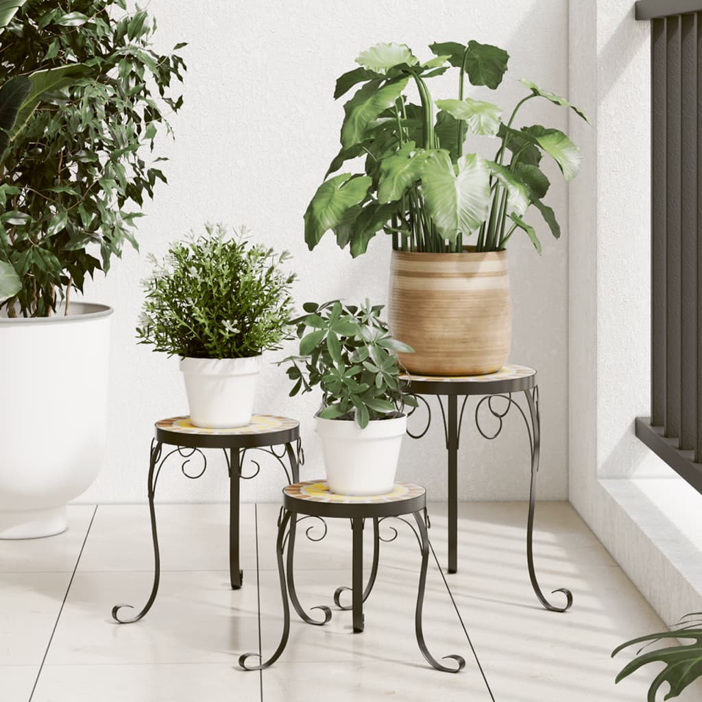Plant Stands 3 pcs Terracotta and White Ceramic - Design Hut