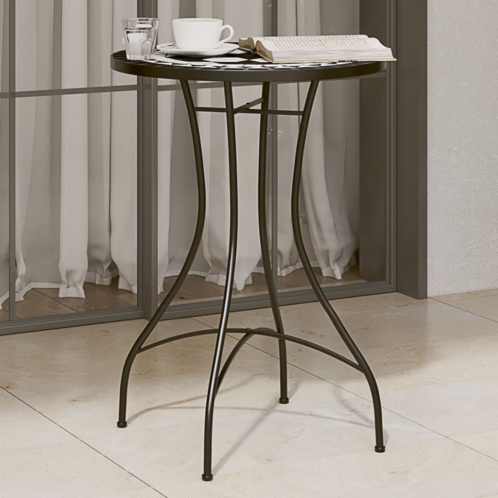 Mosaic Bistro Table Black and White 50x70 cm Ceramic - Decor Base