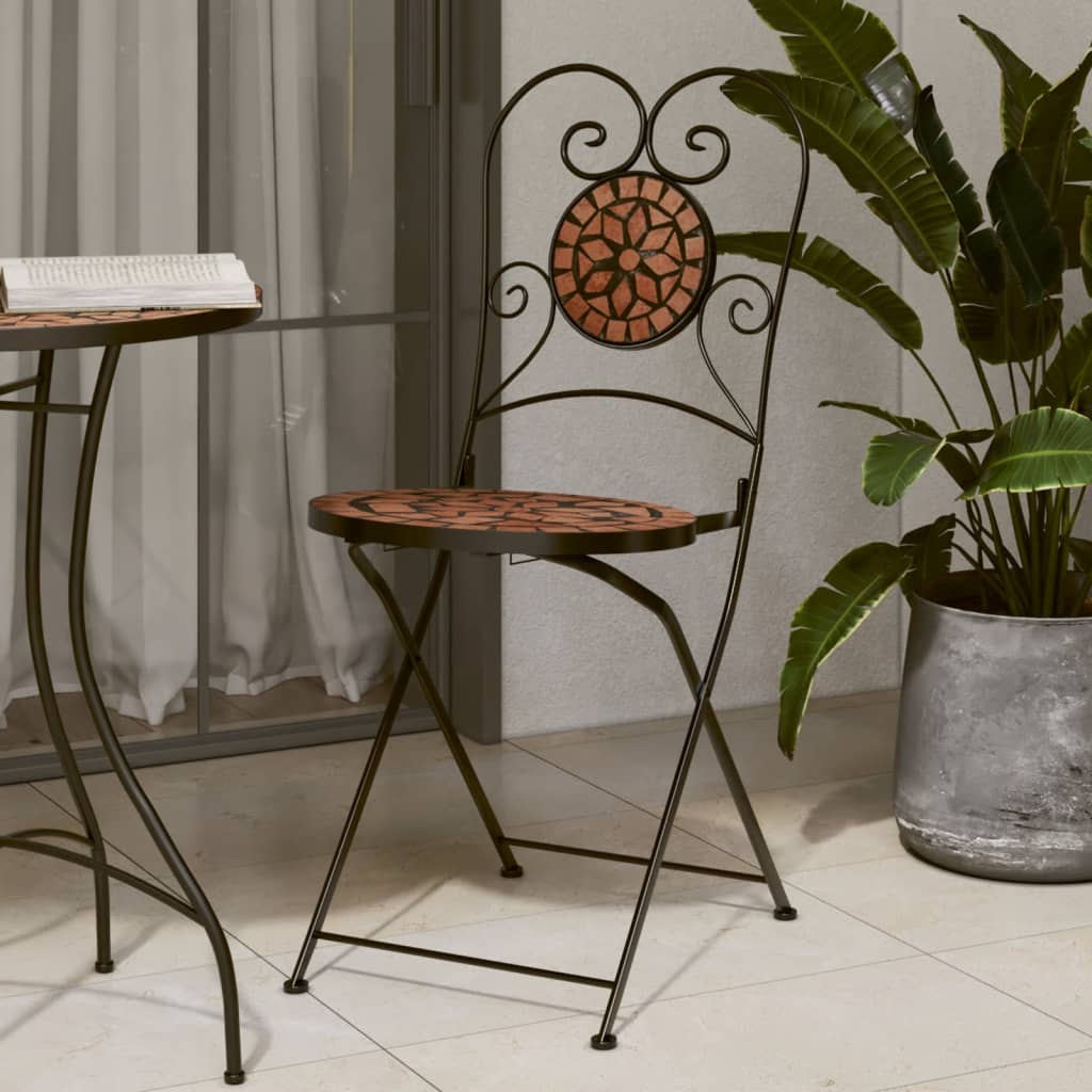 Bistro Chairs Foldable 2 pcs Terracotta Ceramic - Brittle & Co
