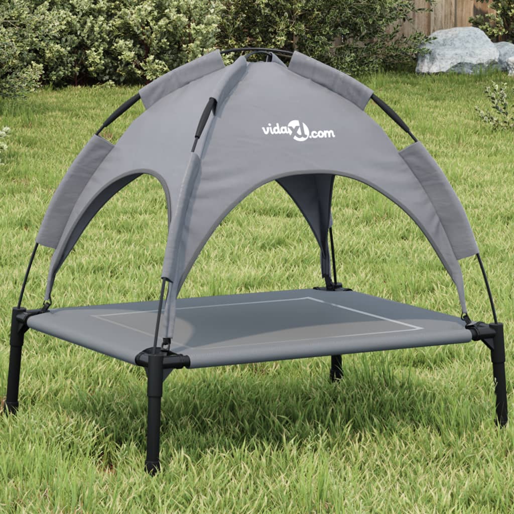 Dog Bed with Canopy Anthracite Oxford Fabric and Steel - Design Hut