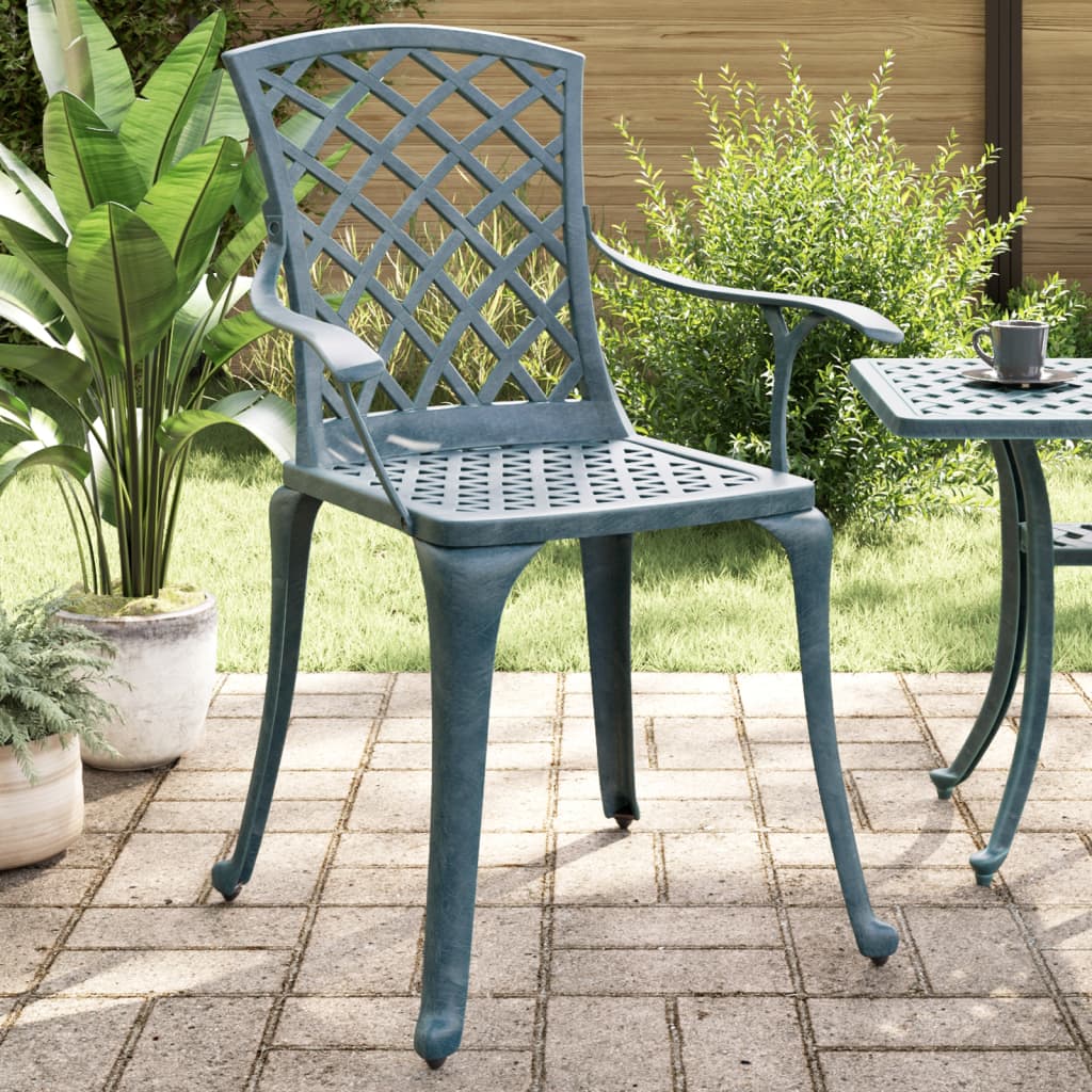 Garden Chairs 2 pcs Green Cast Aluminium - Brittle & Co