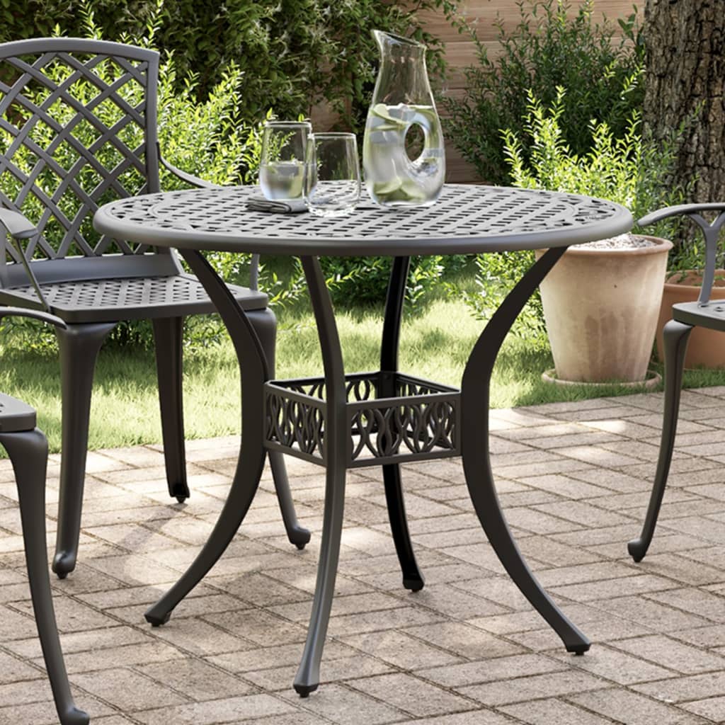Garden Table Black 90x75 cm Cast Aluminium - Decor Base