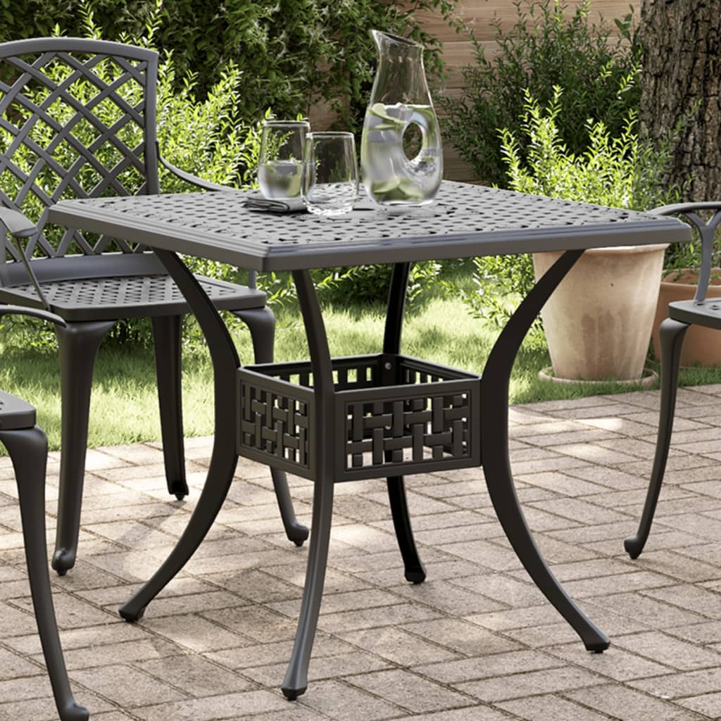 Garden Table Black 80x80x75 cm Cast Aluminium - Decor Base