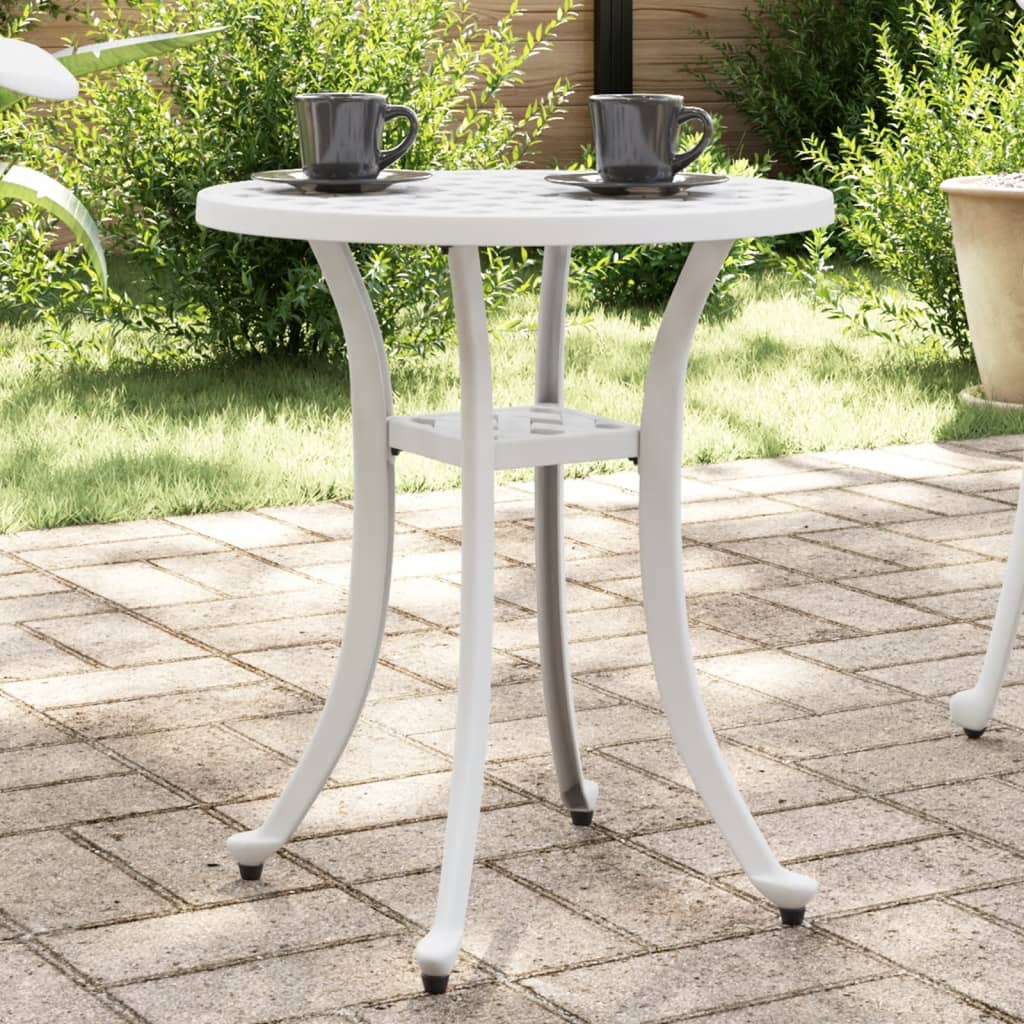 Garden Table White 48x53 cm Cast Aluminium - Discount Dealers