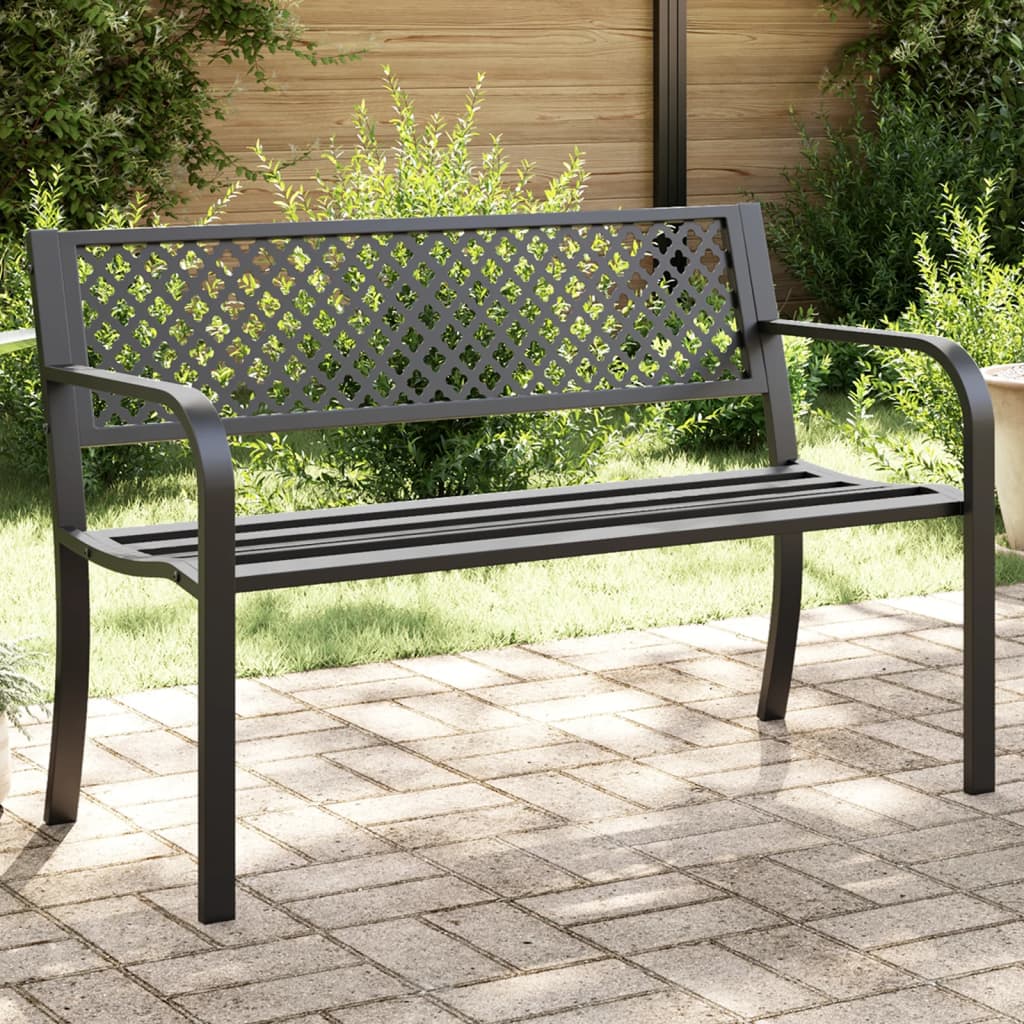 Garden Bench 119 cm Black Steel - vid-4002828 - Decor Base