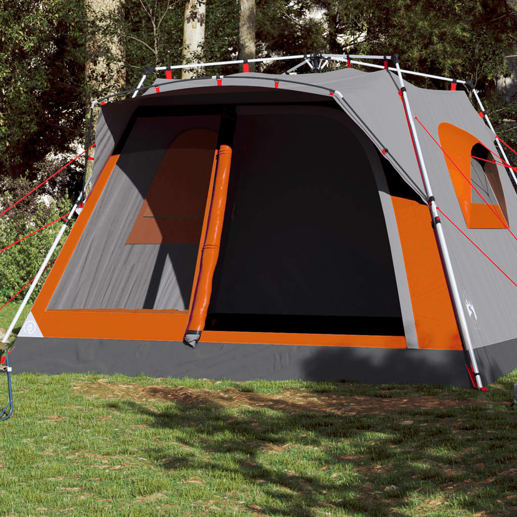 Family Tent Cabin 7-Person Grey and Orange Quick Release - Sid & Sam