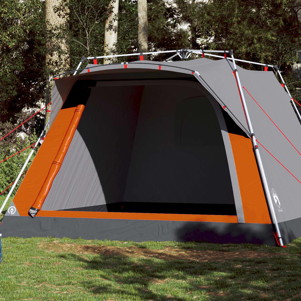 Camping Tent Cabin 4-Person Grey and Orange Quick Release - Merlin Deals