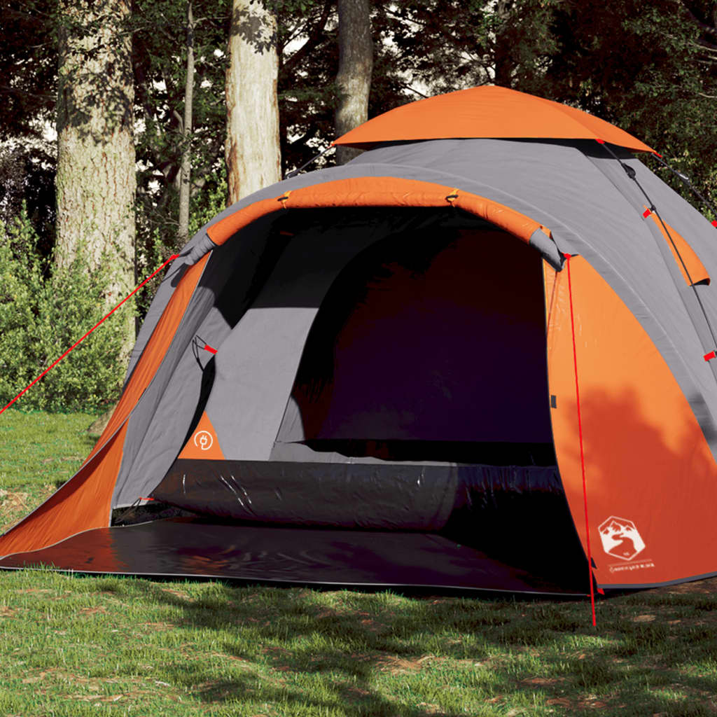 Camping Tent Dome 3-Person Grey and Orange Quick Release - Merkel Designers