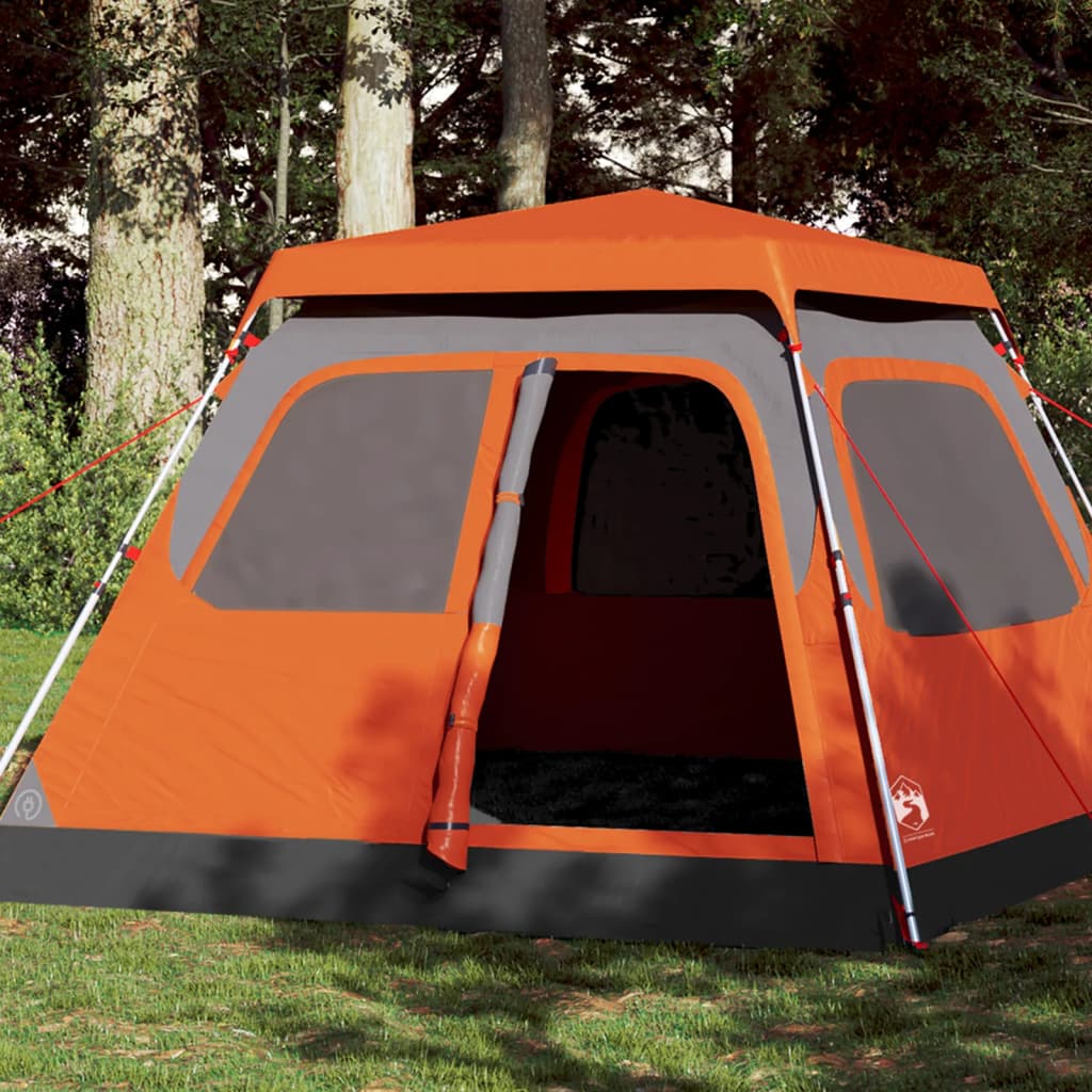 Camping Tent Dome 4-Person Grey and Orange Quick Release - All Things Good