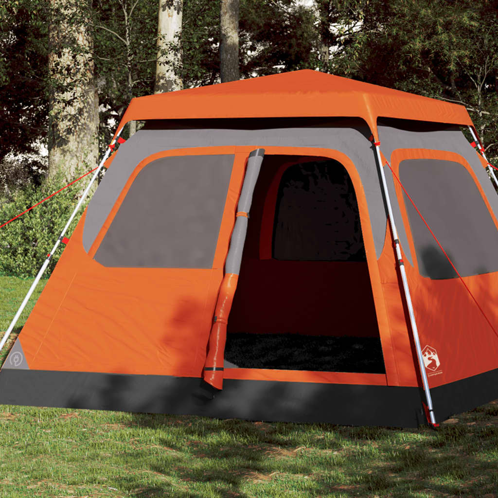 Family Tent Dome 6-Person Grey and Orange Quick Release - Design Hut