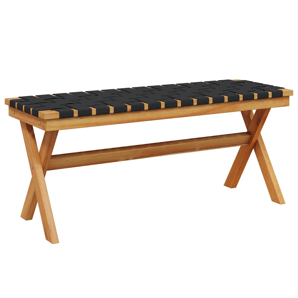 Garden Bench Black Solid Wood Acacia and Fabric - Design Hut
