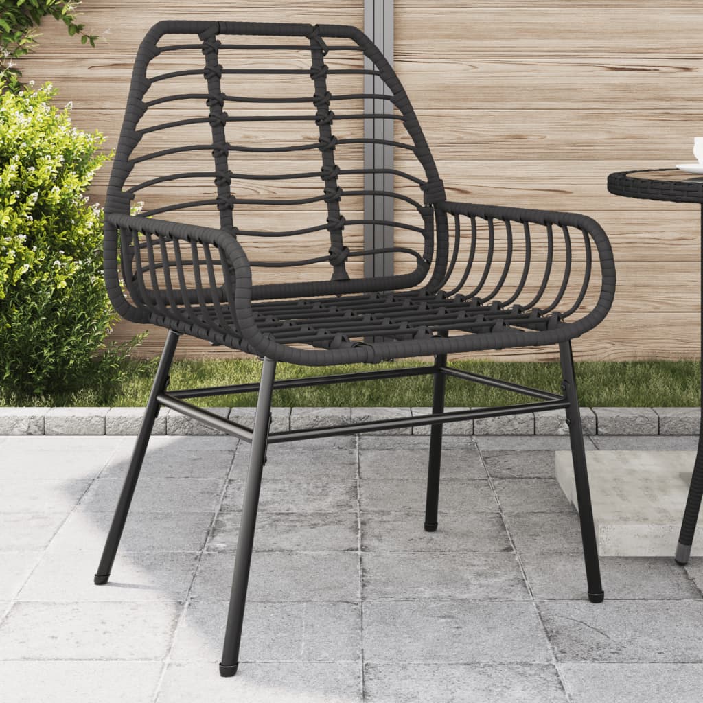 Garden Chairs 2 pcs Black Poly Rattan - vid-369091 - Brittle & Co