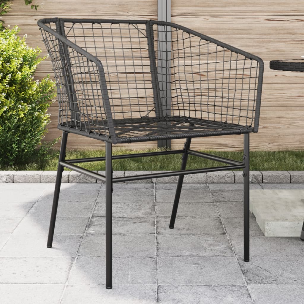 Garden Chairs 2 pcs Black Poly Rattan - vid-369098 - Brittle & Co