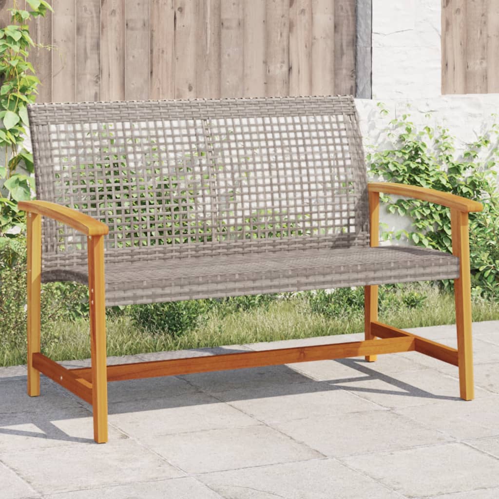 Garden Bench Grey 112 cm Poly Rattan and Acacia Wood - Style and Chic
