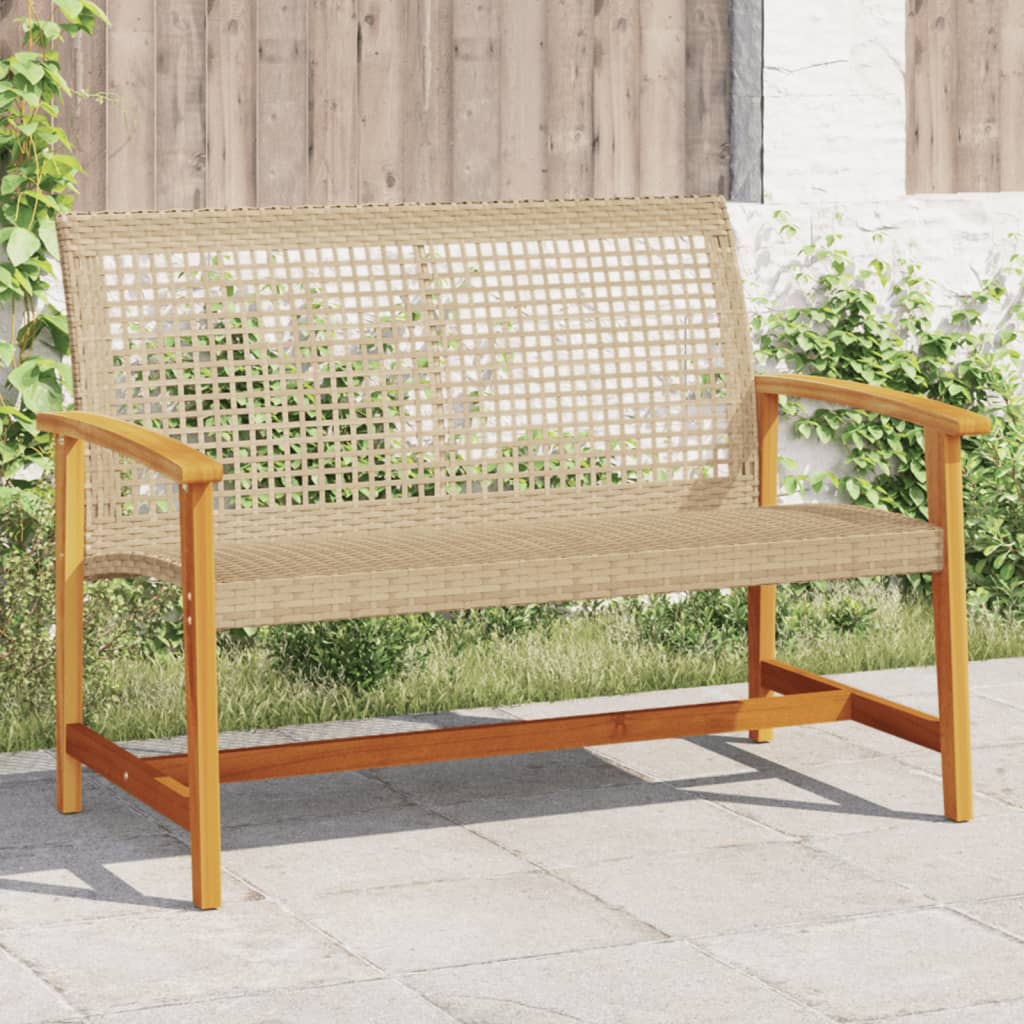 Garden Bench Beige 112 cm Poly Rattan and Acacia Wood - Style and Chic