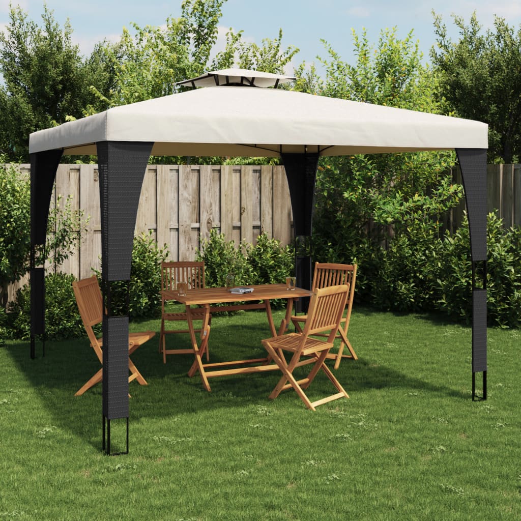 Gazebo with Double Roof Cream 2.98x2.98 m Steel - Charlotte Dunes