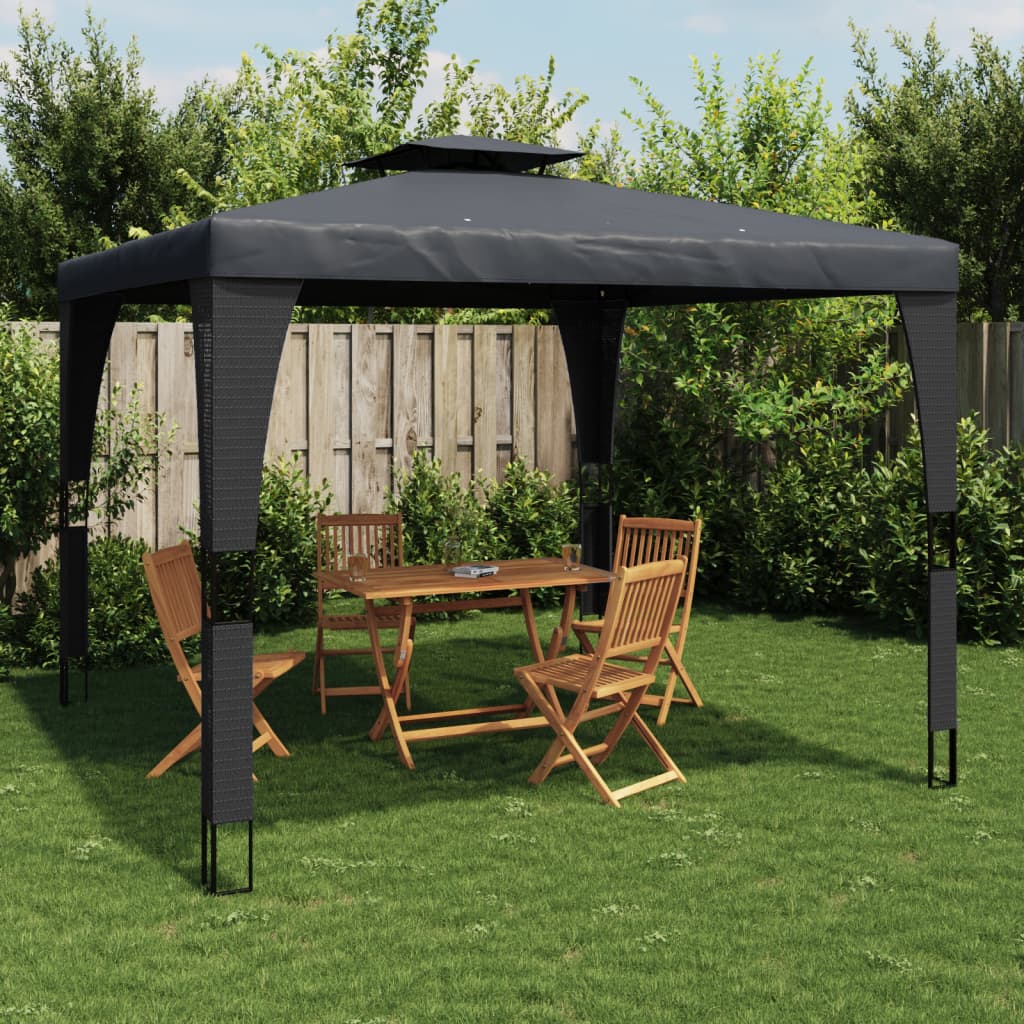 Gazebo with Double Roof Anthracite 2.98x2.98 m Steel - Charlotte Dunes