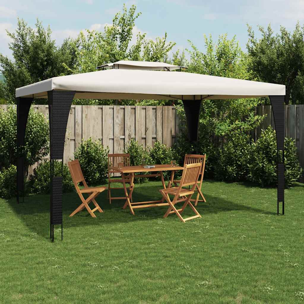 Gazebo with Double Roof Cream 3.98x2.98 m Steel - Design Hut