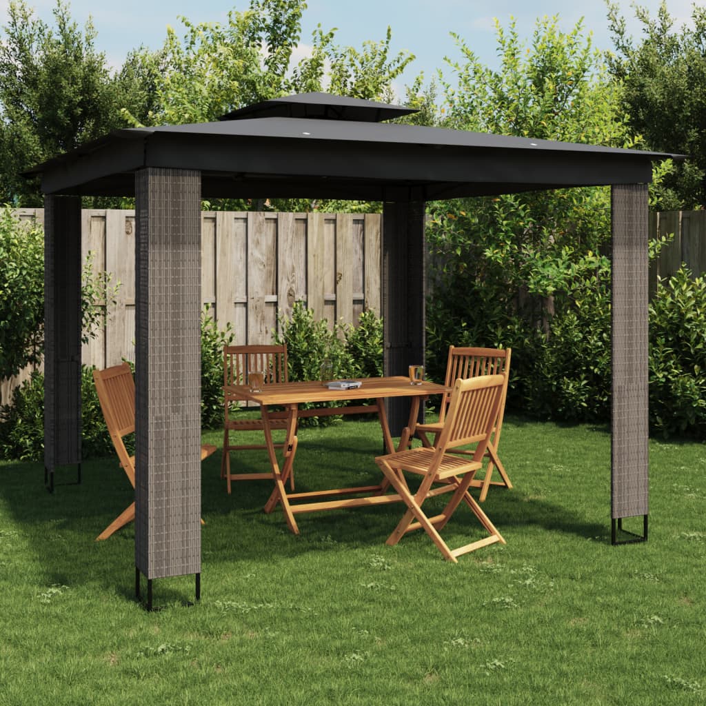 Gazebo with Double Roof Anthracite 2.94x2.94 m Steel - Charlotte Dunes