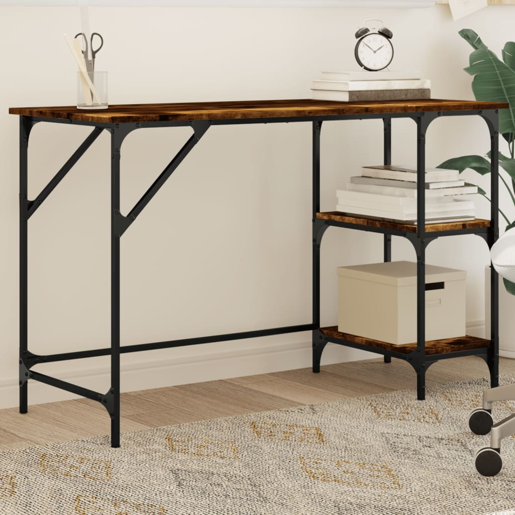Desk Smoked Oak 120x50x75 cm Metal and Engineered Wood - Unbeatable Bargains
