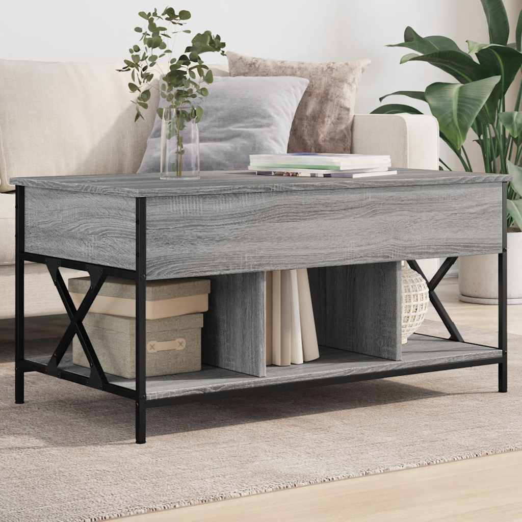 Coffee Table Grey Sonoma 100x55x50 cm Engineered Wood and Metal - The Home Maker