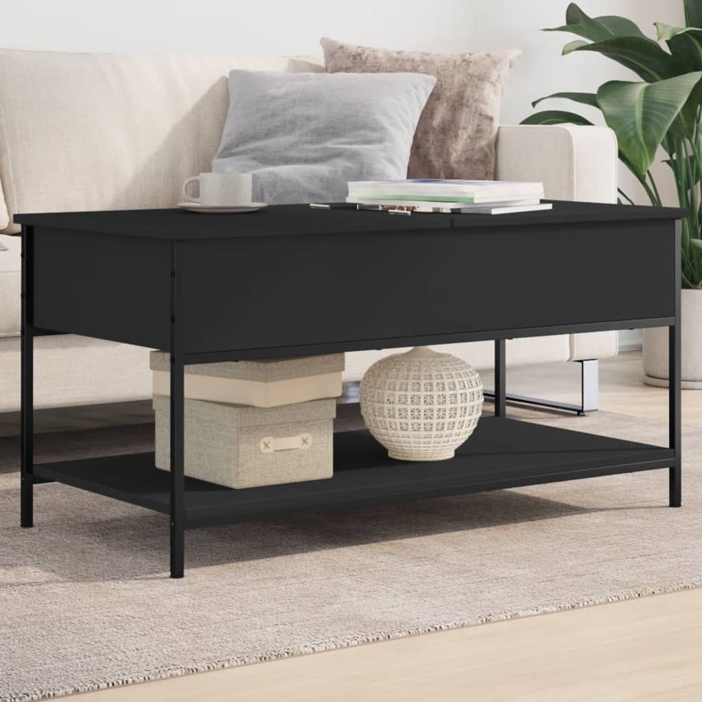 Coffee Table Black 100x50x50 cm Engineered Wood and Metal - All Things Good
