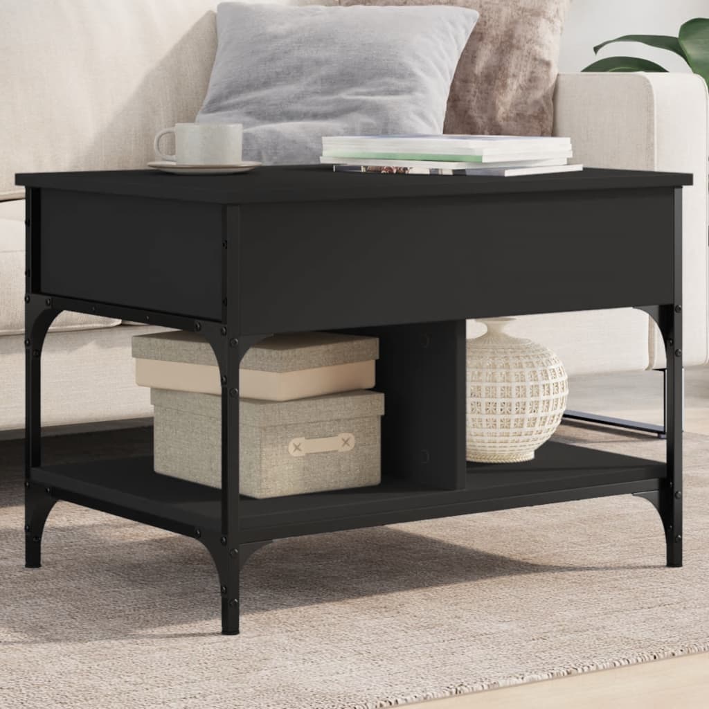 Coffee Table Black 70x50x50 cm Engineered Wood and Metal - The Home Maker