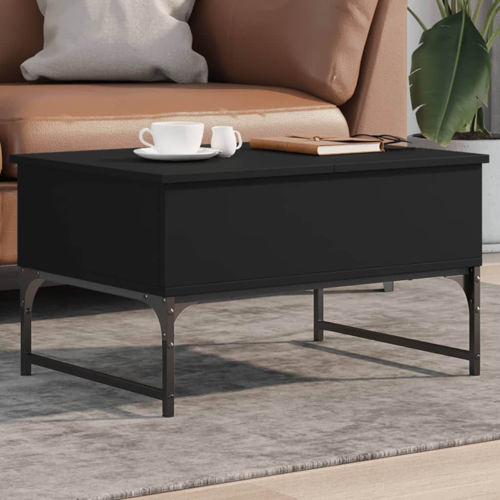 Coffee Table Black 70x50x40 cm Engineered Wood and Metal - All Things Good