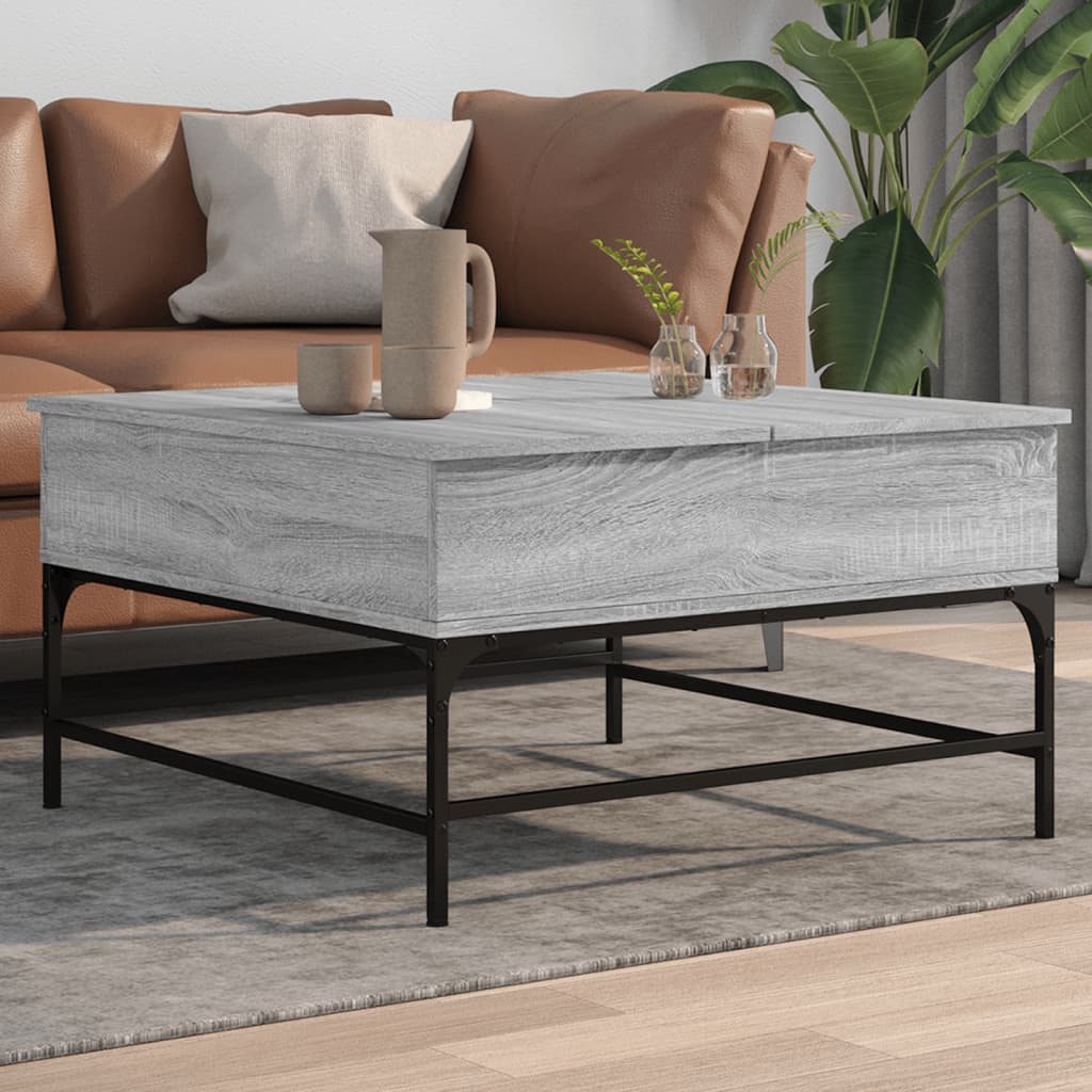 Coffee Table Grey Sonoma 80x80x45 cm Engineered Wood and Metal - The Home Maker