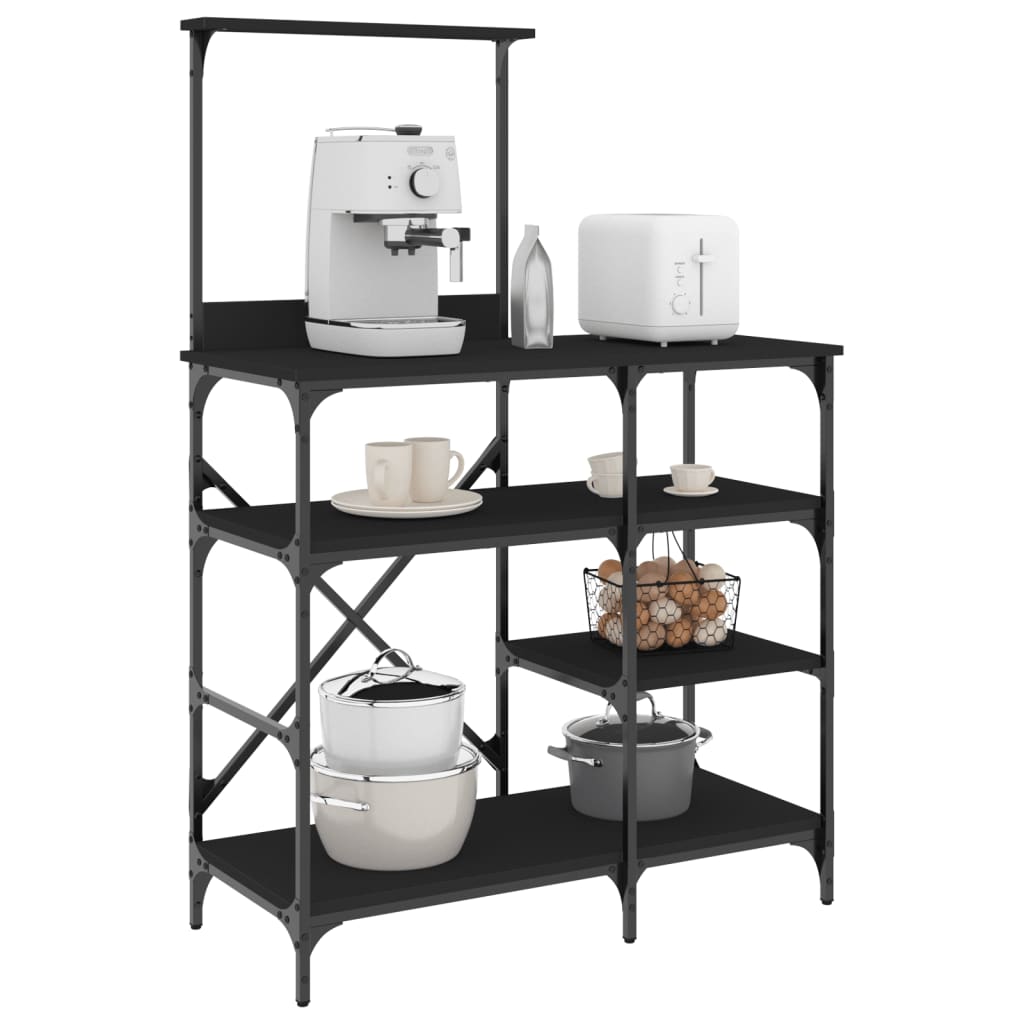 Baker's Rack Black 90x40x132 cm Engineered Wood and Metal - All Things Good