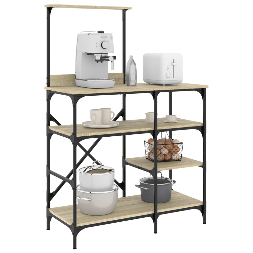 Baker's Rack Sonoma Oak 90x40x132 cm Engineered Wood and Metal - Style and Chic