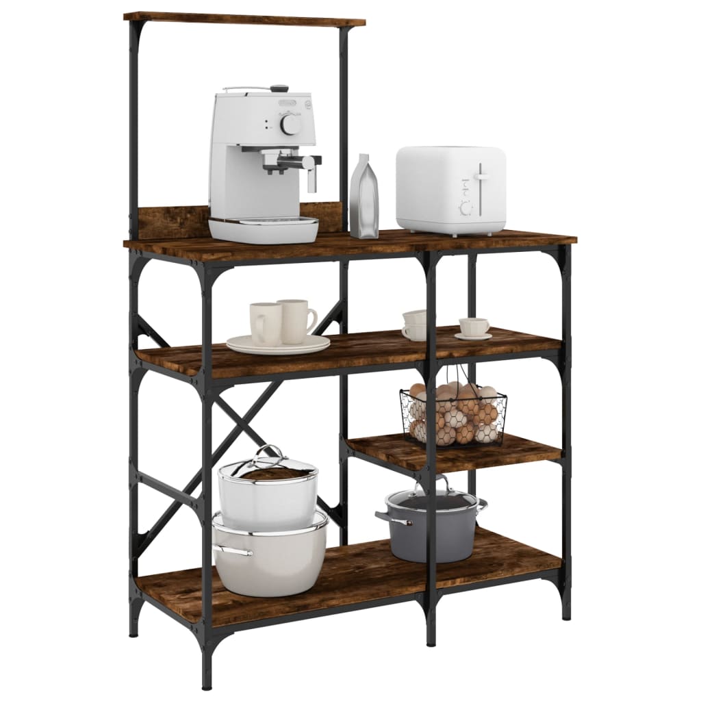 Baker's Rack Smoked Oak 90x40x132 cm Engineered Wood and Metal - Merkel Designers