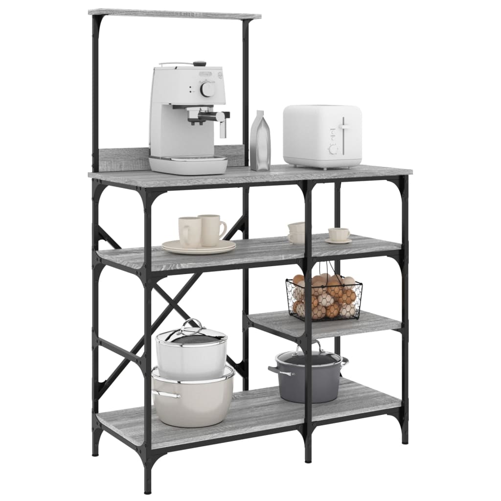Baker's Rack Grey Sonoma 90x40x132 cm Engineered Wood and Metal - The Home Maker