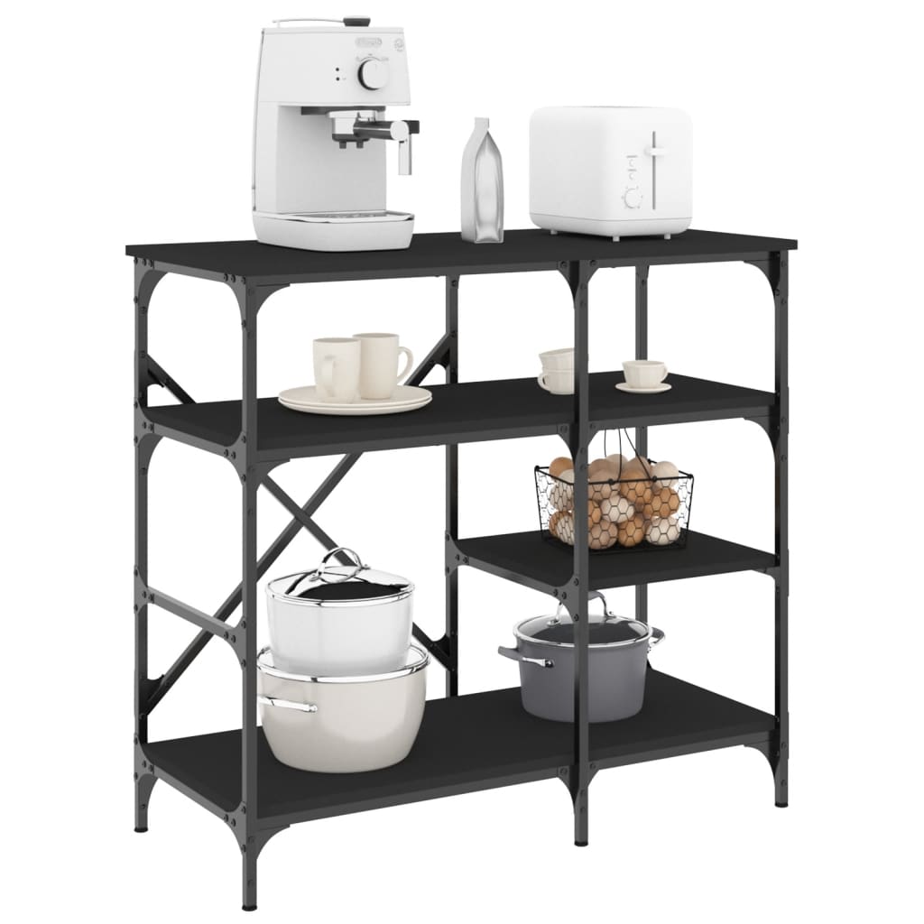 Baker's Rack Black 90x40x84 cm Engineered Wood and Metal - All Things Good