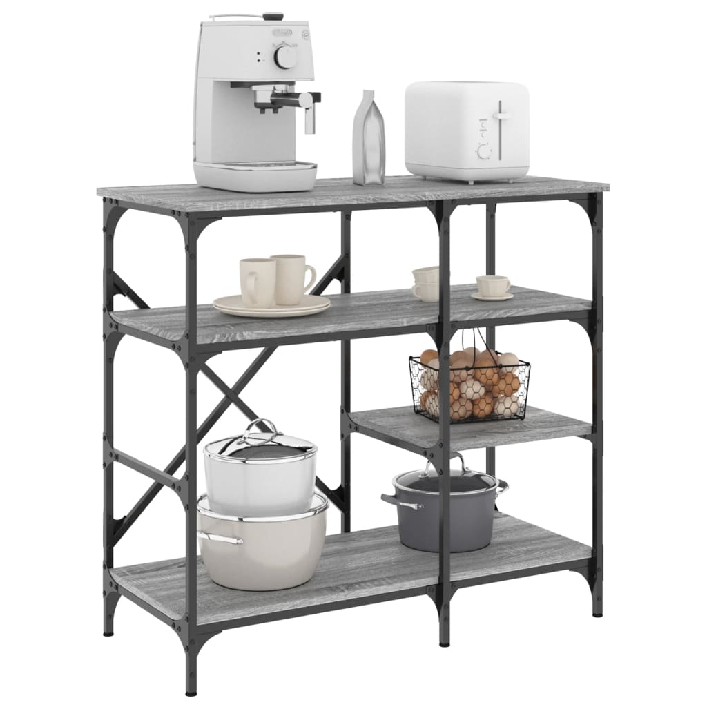 Baker's Rack Grey Sonoma 90x40x84 cm Engineered Wood and Metal - Merkel Designers