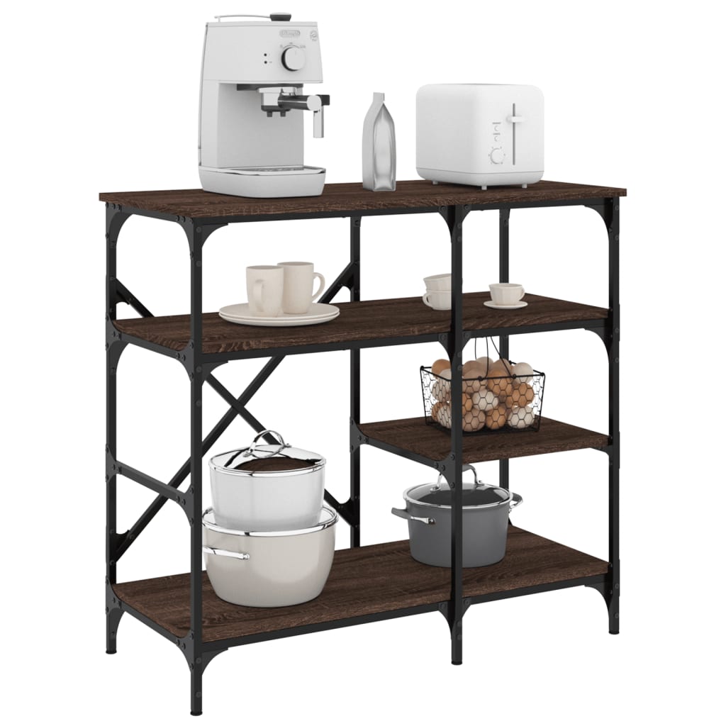 Baker's Rack Brown Oak 90x40x84 cm Engineered Wood and Metal - The Home Maker
