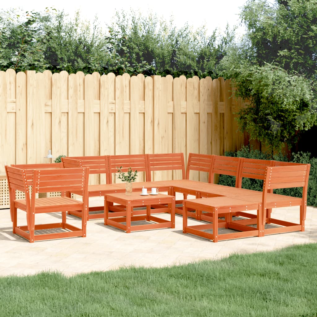 8 Piece Garden Lounge Set Wax Brown Solid Wood Pine - The Home Maker