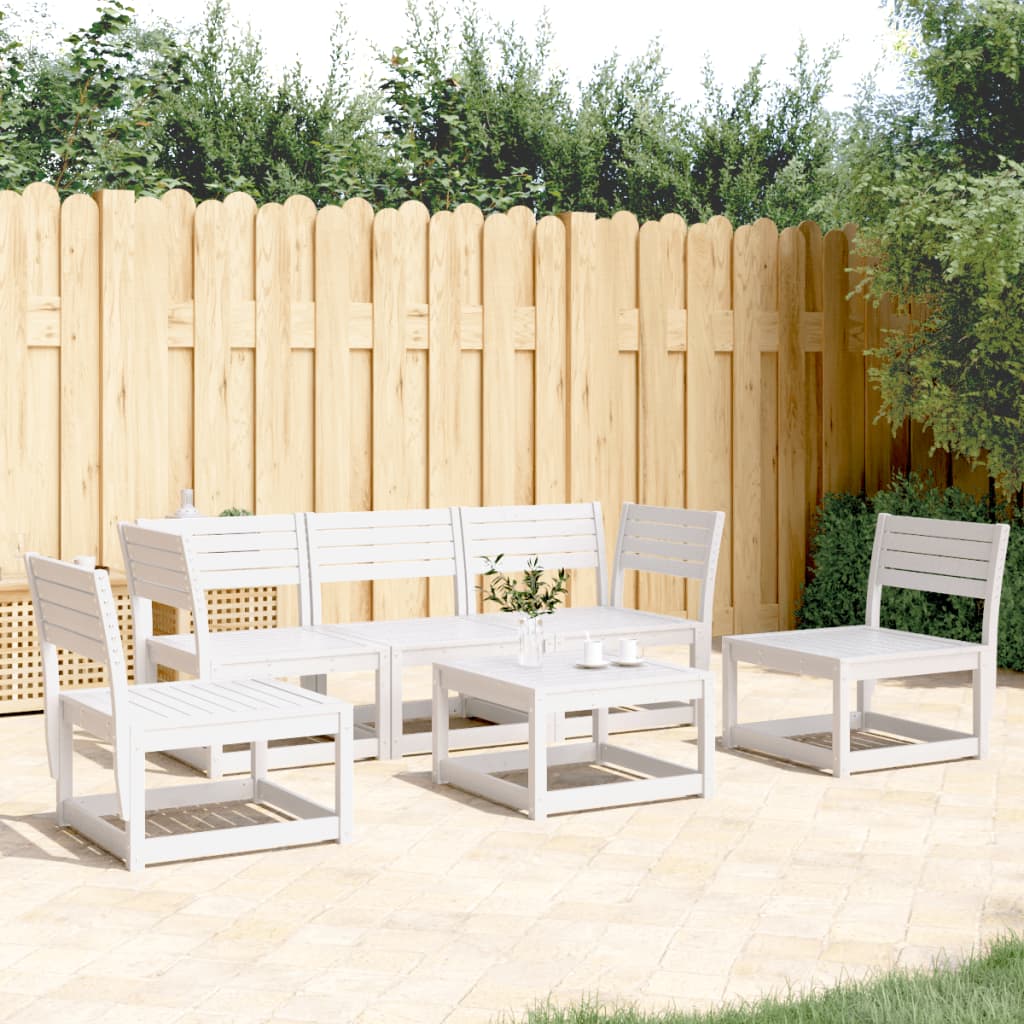5 Piece Garden Sofa Set White Solid Wood Pine - All Things Good