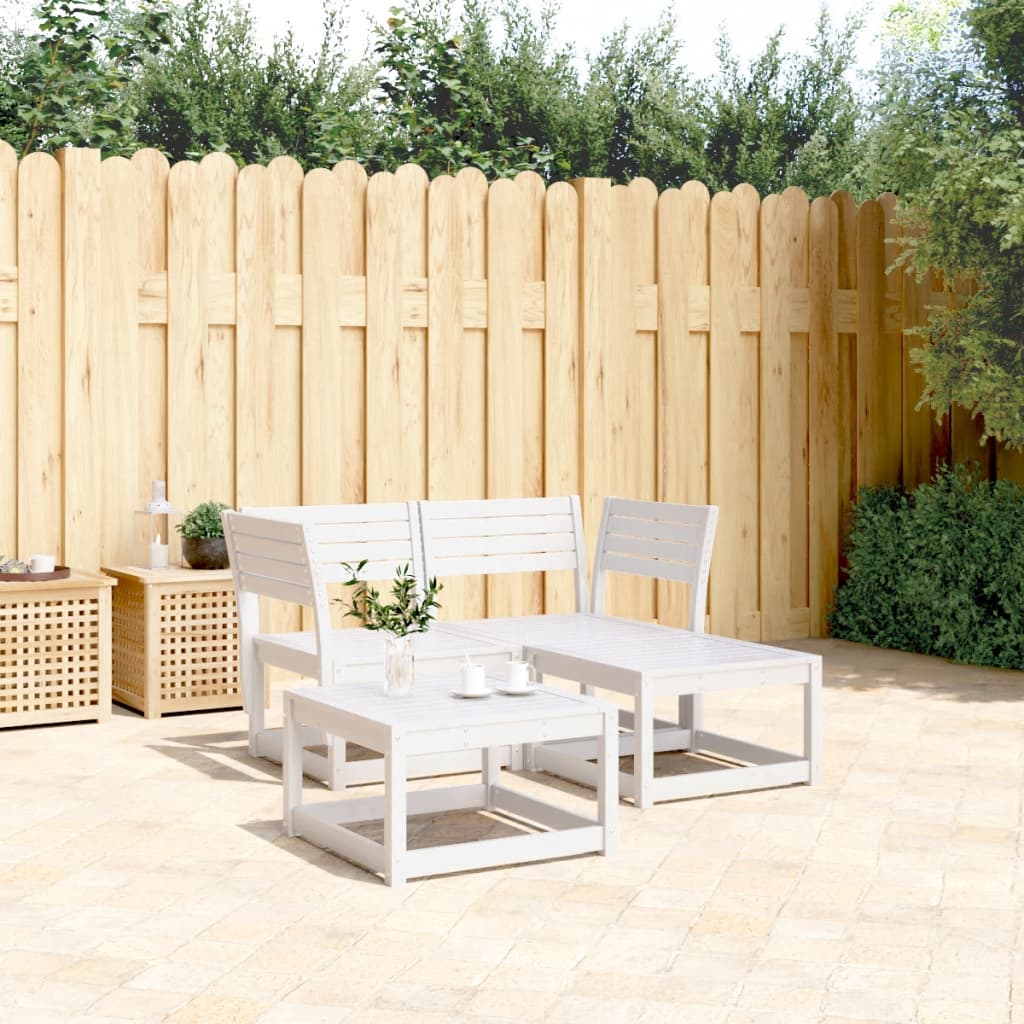 3 Piece Garden Sofa Set White Solid Wood Pine - All Things Good