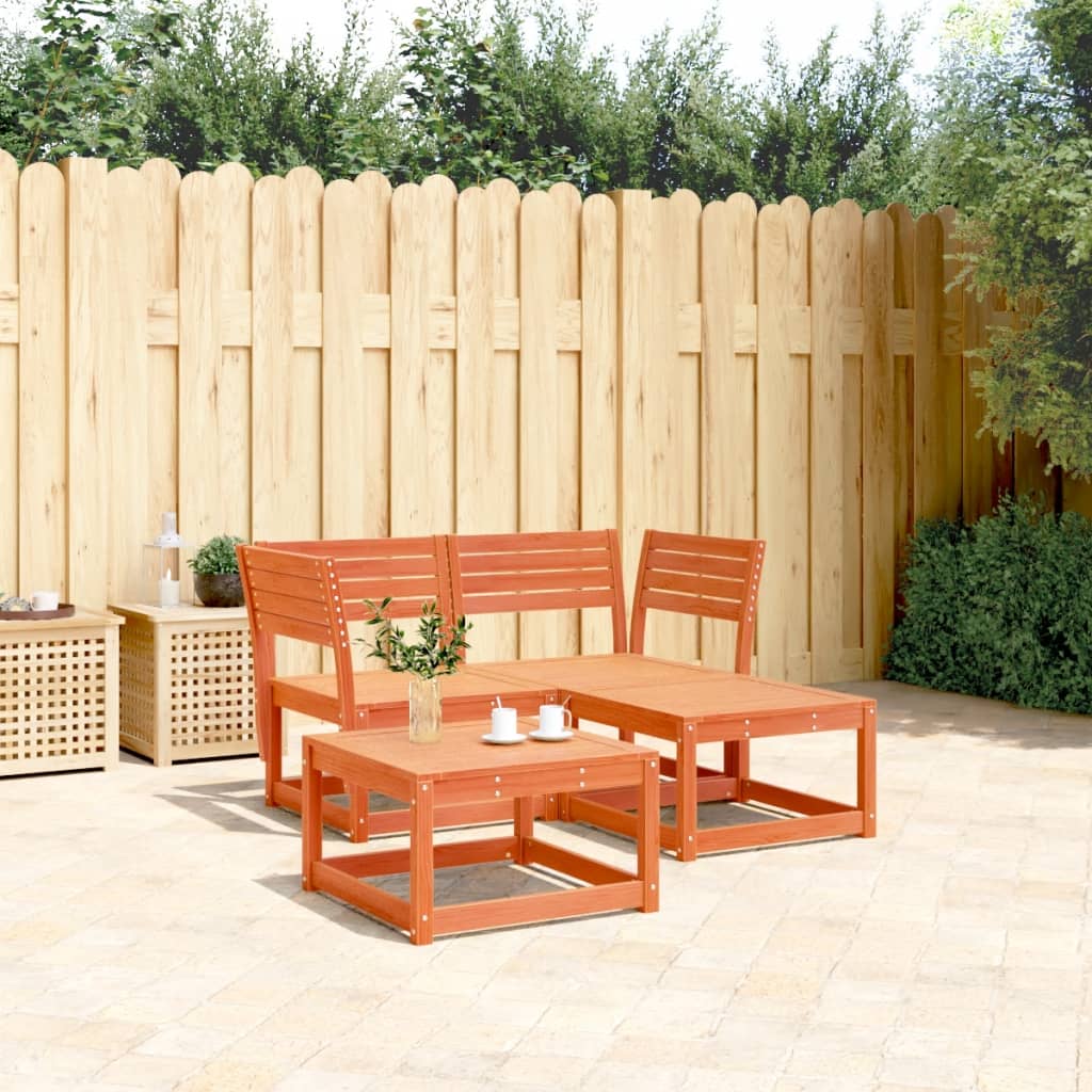3 Piece Garden Sofa Set Wax Brown Solid Wood Pine - Style and Chic