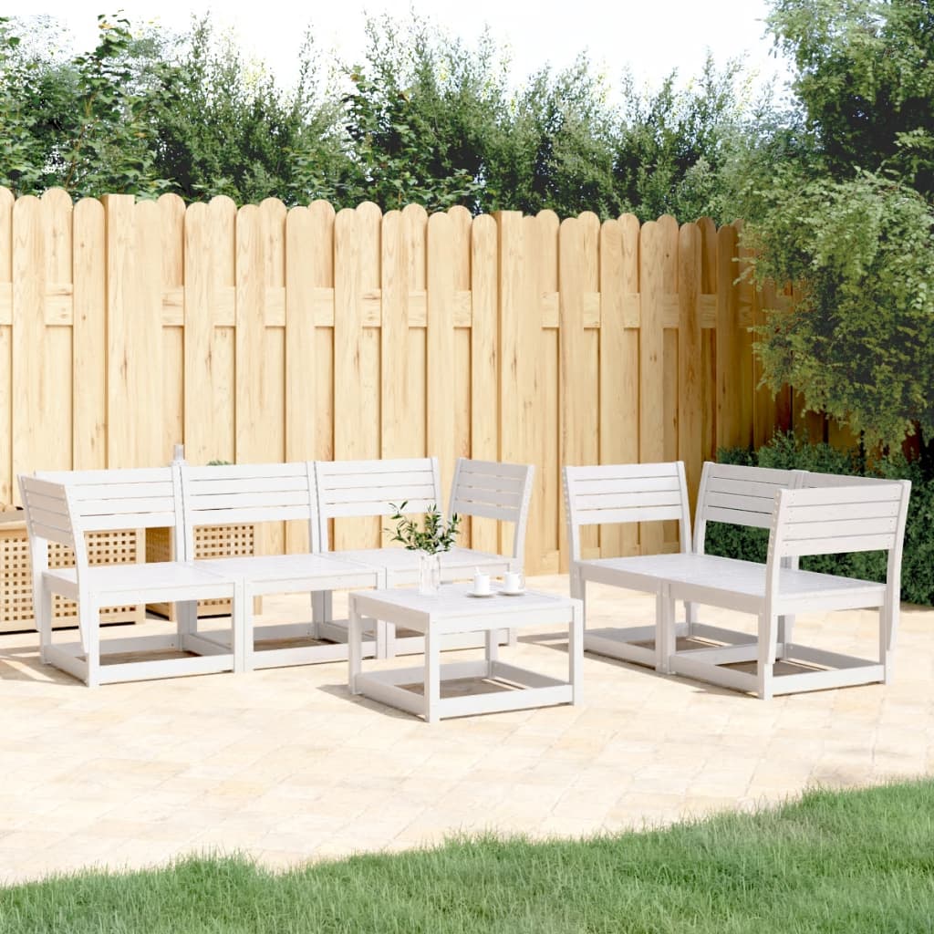 5 Piece Garden Sofa Set White Solid Wood Pine - The Home Maker