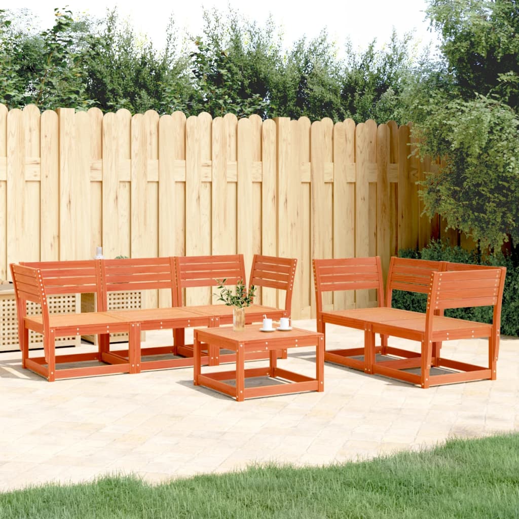 5 Piece Garden Sofa Set Wax Brown Solid Wood Pine - Merkel Designers