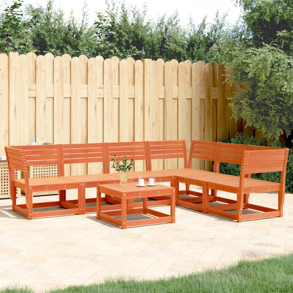 6 Piece Garden Sofa Set Wax Brown Solid Wood Pine - The Home Maker