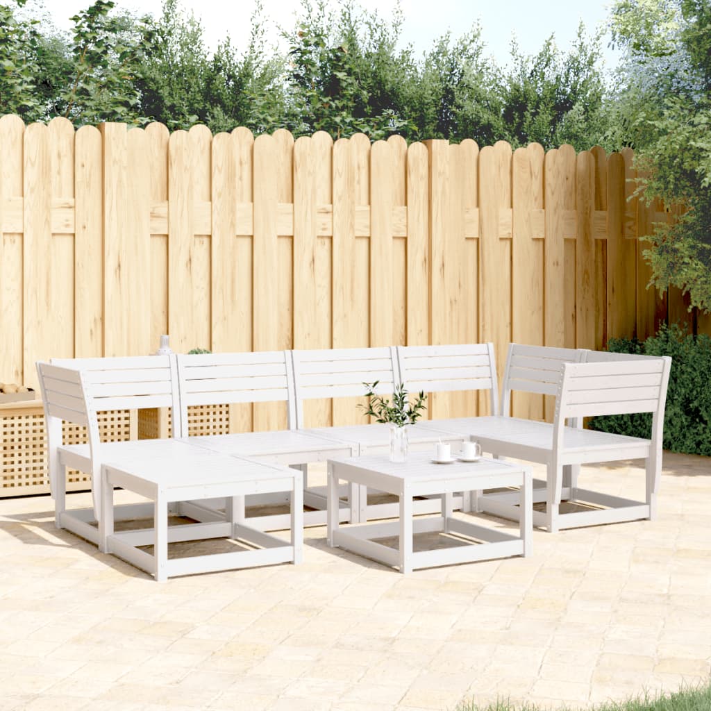 6 Piece Garden Sofa Set White Solid Wood Pine - Style and Chic