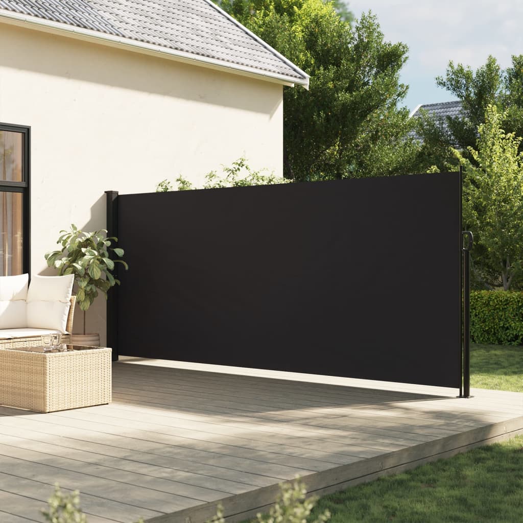 Retractable Side Awning Black 180x500 cm - The Home Maker