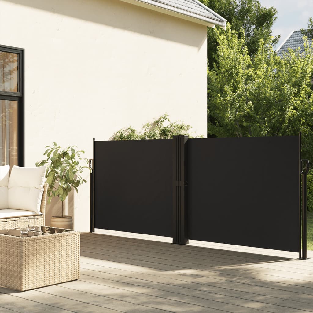 Retractable Side Awning Black 140x600 cm - Charlotte Dunes