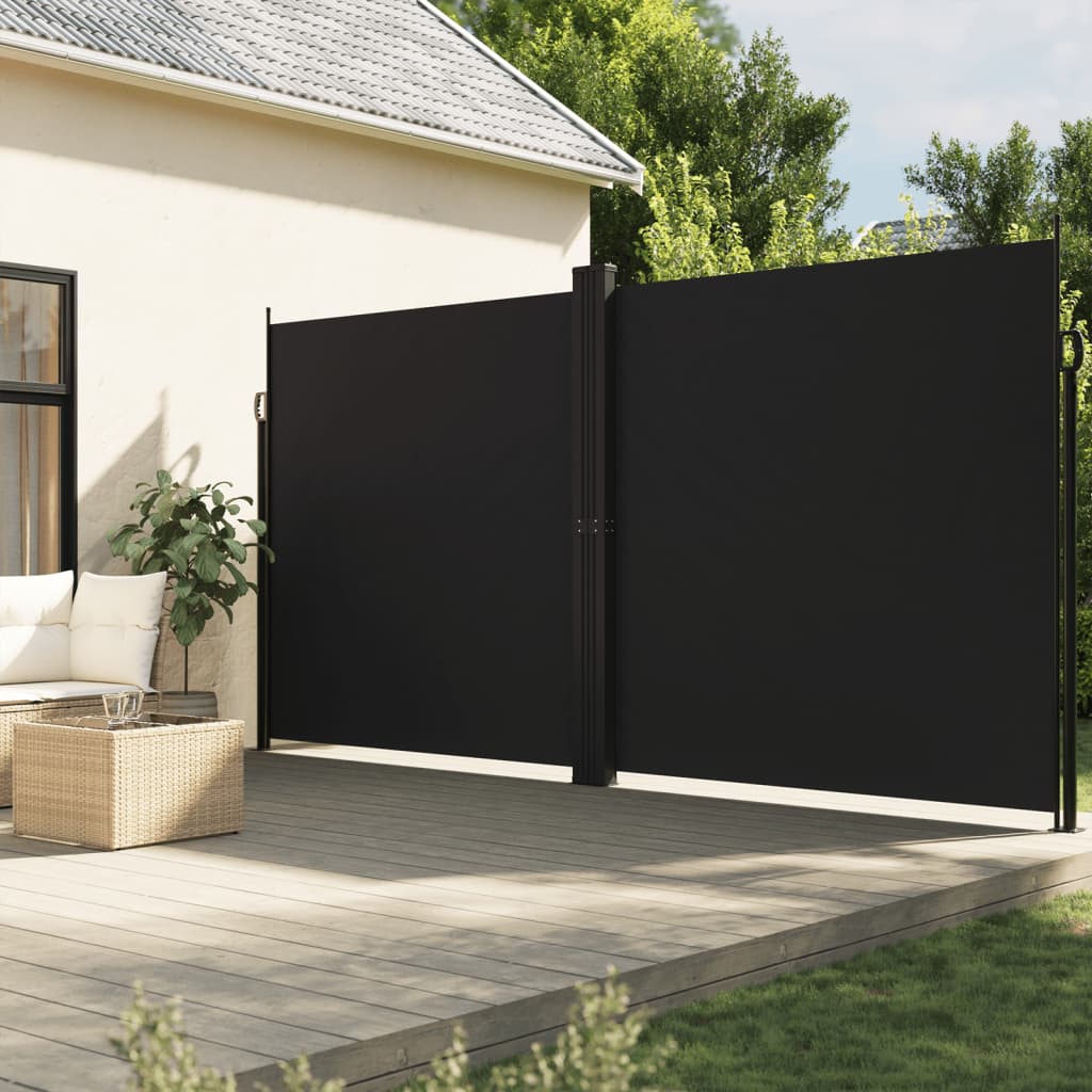 Retractable Side Awning Black 200x600 cm - Charlotte Dunes