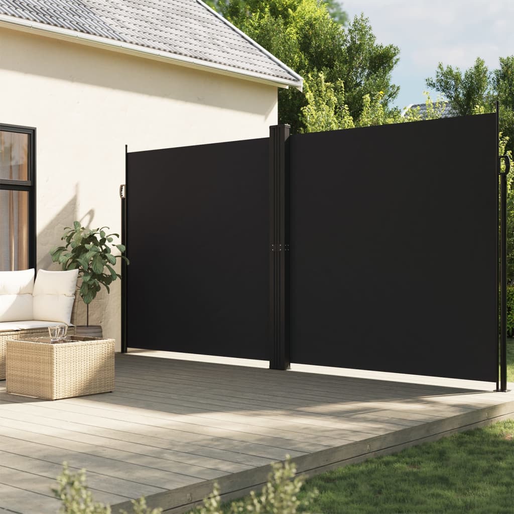 Retractable Side Awning Black 200x1000 cm - Charlotte Dunes